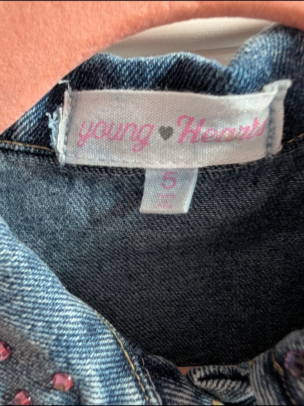 Young Hearts Jean Jacket with Heart Rhinestone Accents Size Girls 5 NWT